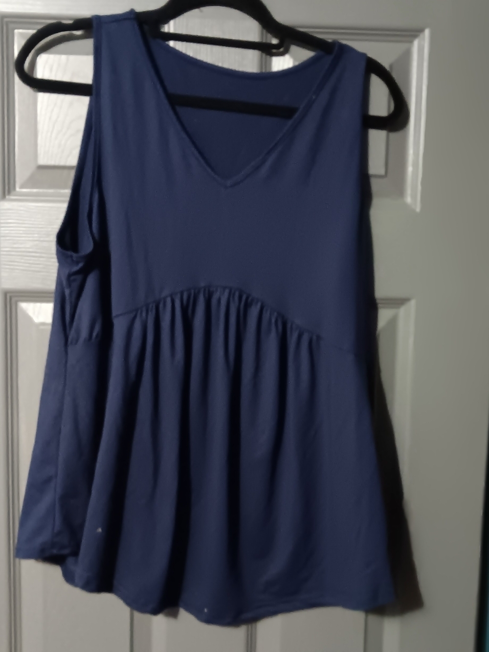 Women's Navy Blue Sleeveless V-Neck Peplum Top